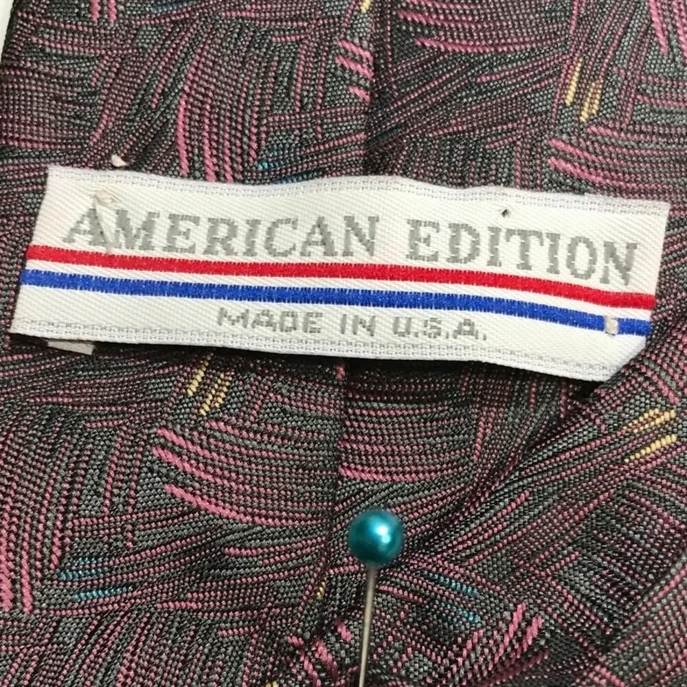Vtg American Edition Retro Whimsigoth Textured Geometric Wide Necktie Men 56”